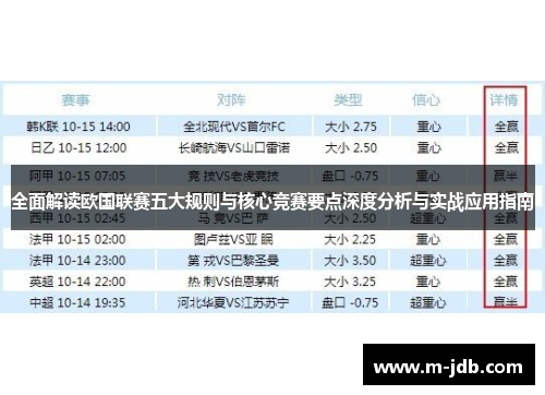 全面解读欧国联赛五大规则与核心竞赛要点深度分析与实战应用指南 全面解读欧国联赛五大规则与核心竞赛要点深度分析与实战应用指南